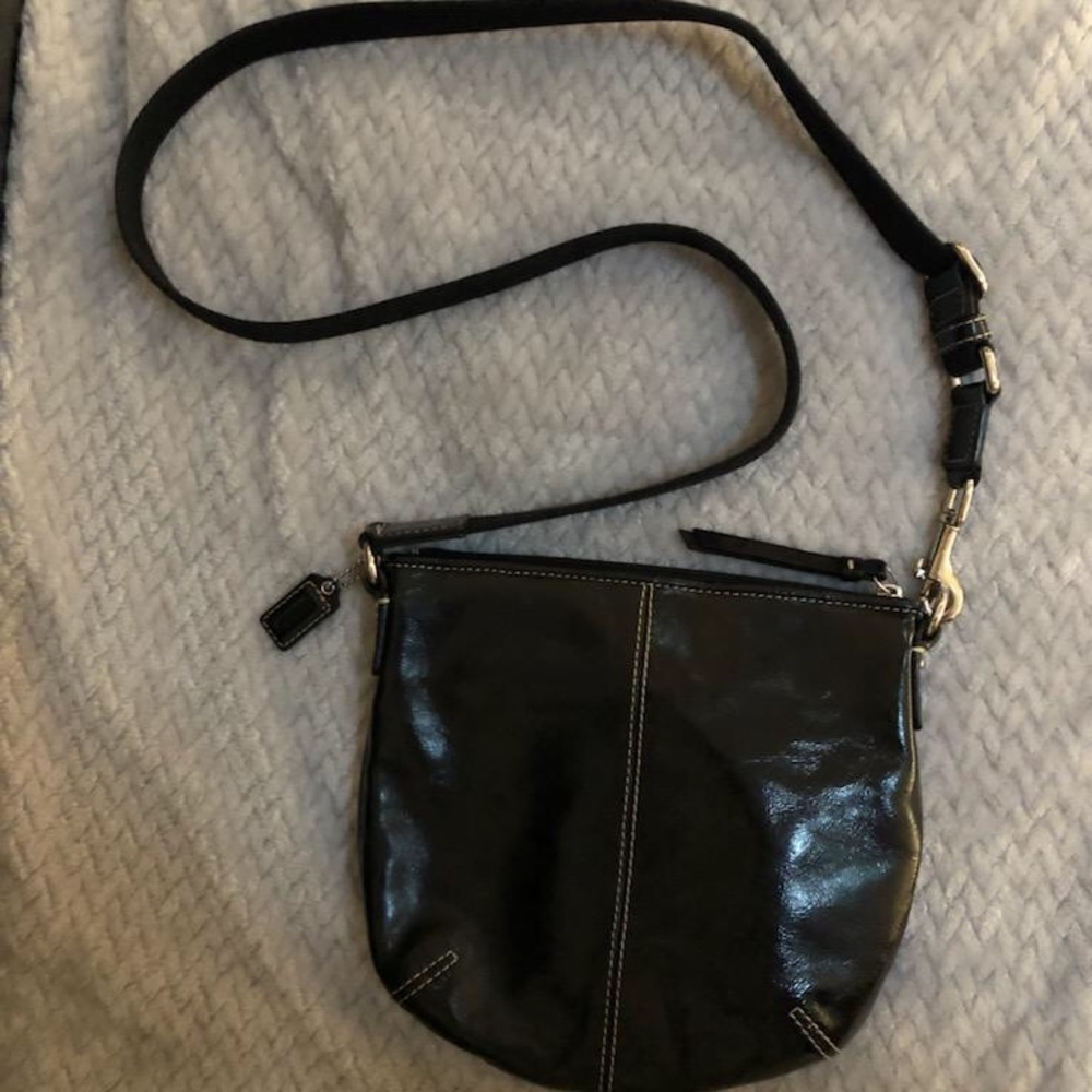 Coach Black Patent Cross Body Bag Gem
